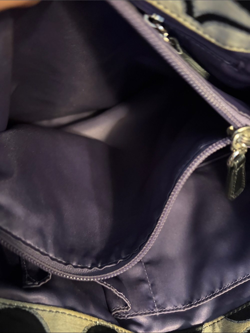 Coach Black and Ivory Signature Canvas Tote with Silver Hardware - Picture 13 of 13